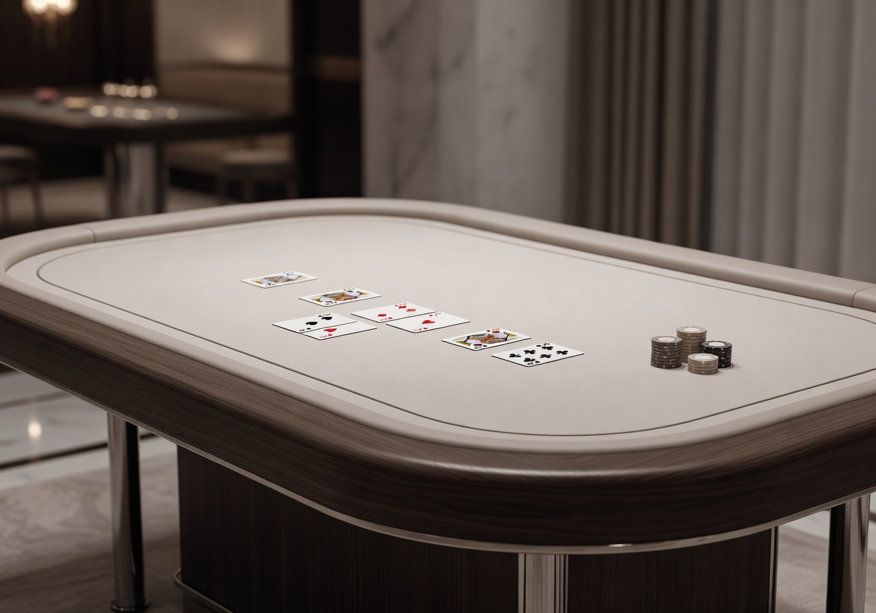 Elegant casino table with cards and neutral palette