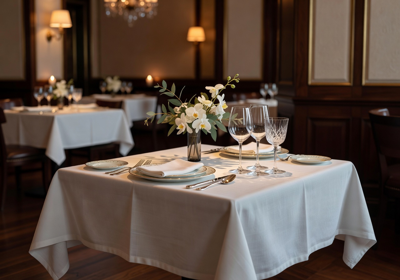 Fine dining restaurant with elegant table setting